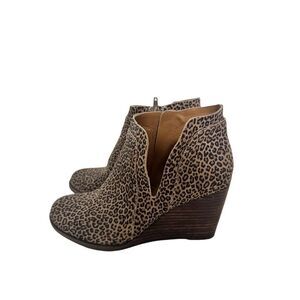 Lucky Brand Yabba Cheetah Print Wedge Bootie Sz 9